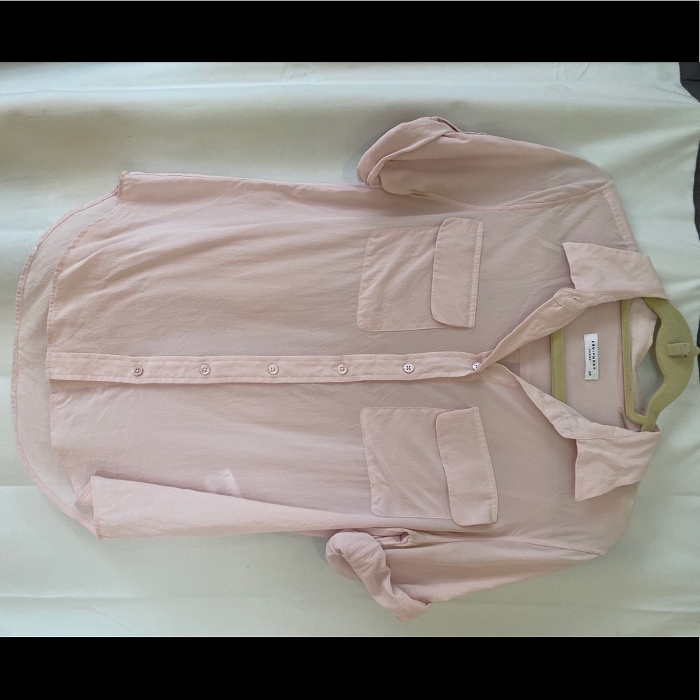 Equipment silk blouse short sleeve blush pink